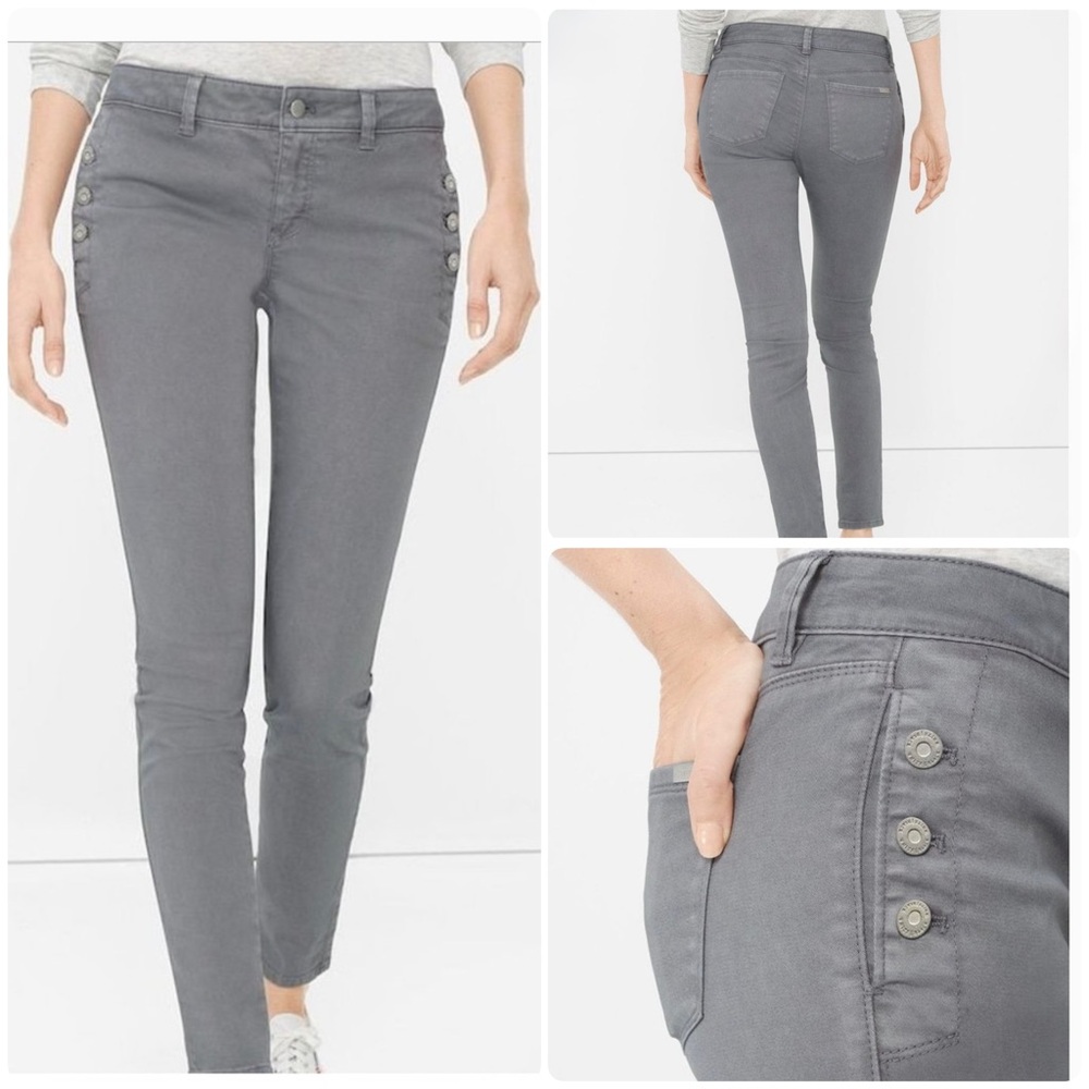 WHBM GRAY BUTTON ACCENT SKIMMER JEANS